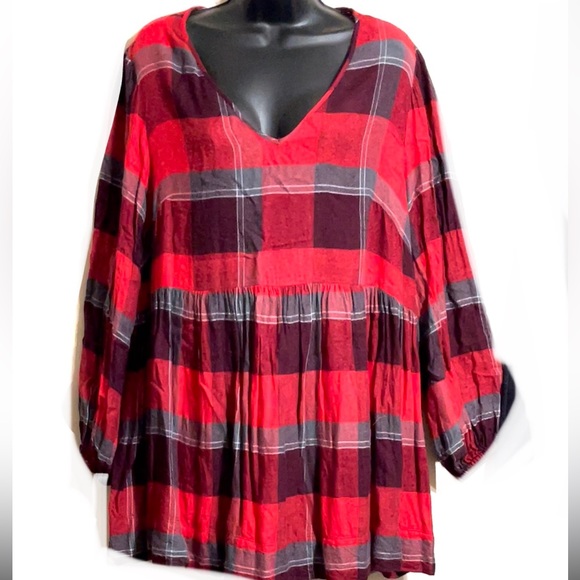 🦋LANE BRYANT Red Babydoll Flannel Top🦋 - Picture 12 of 12